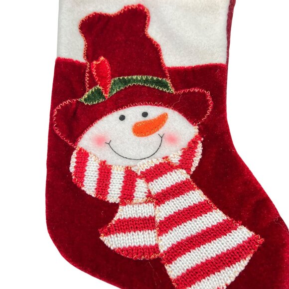 Snowman Christmas Mini Stockings Embroidered Fleece Set of 4 Scarf Hat Holiday - Picture 2 of 10